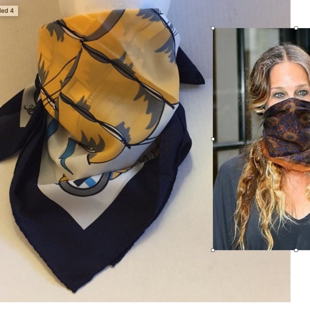 Sarah Jessica Parker-style MASK w/ vintage scarf